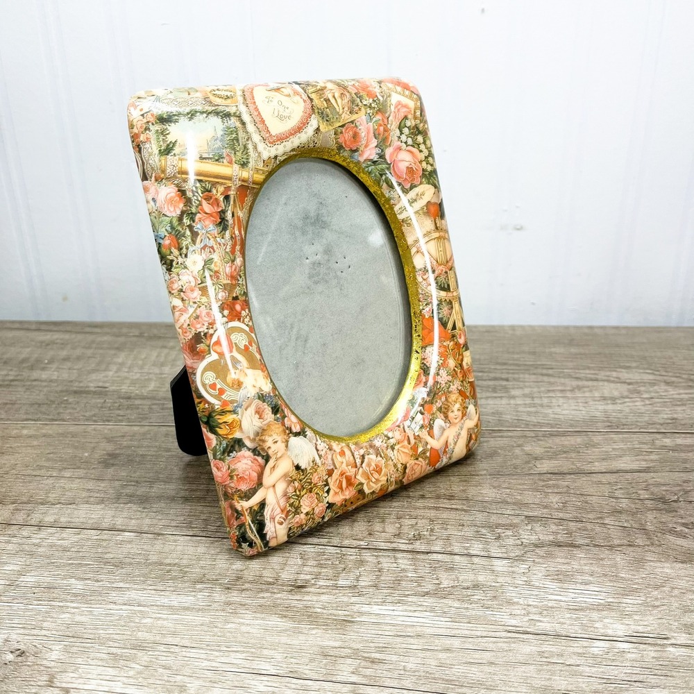 Ganz Victorian Cherub Rose Picture Frame Oval Opening Romantic Cottagecore 8x6